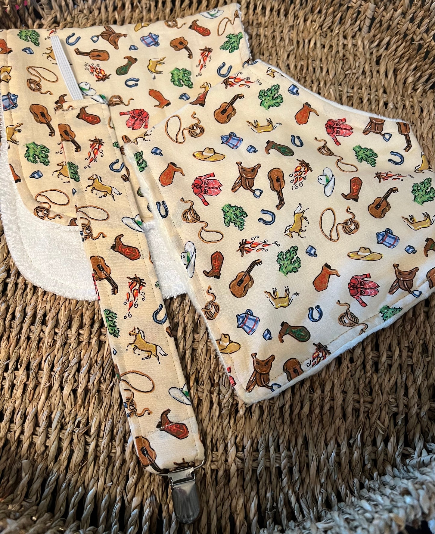 Vintage Cowboy Baby Boy Bib Set