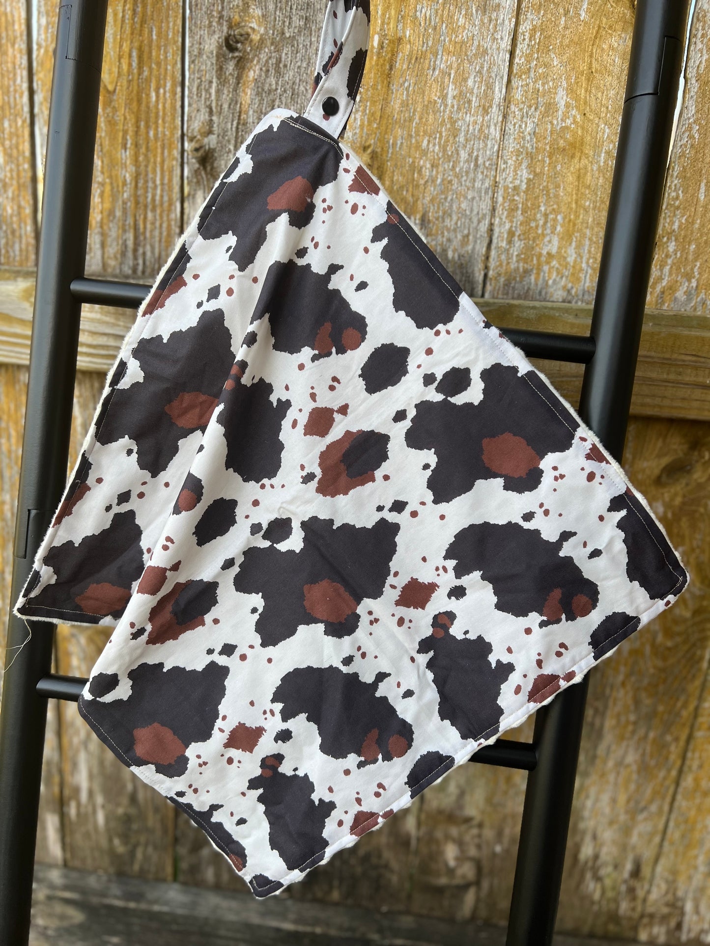 Handmade Oversized Western Cow Print Baby Lovey