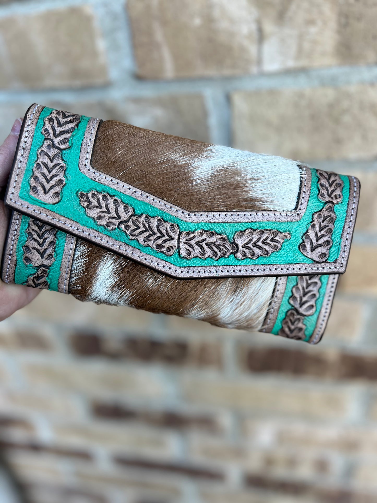 Hand Tooled Cowhide Wristlet Wallet