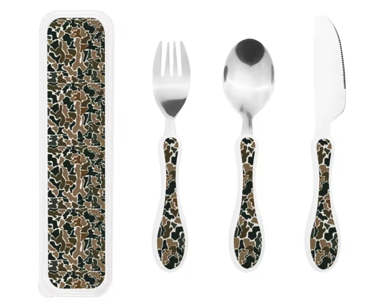 Duck Camo Kids Silverware Set + Carrying Case