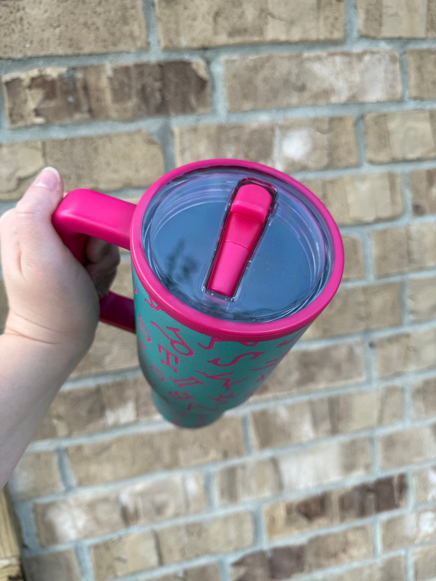 Branded Teal/Pink 32oz Flip Top Tumbler