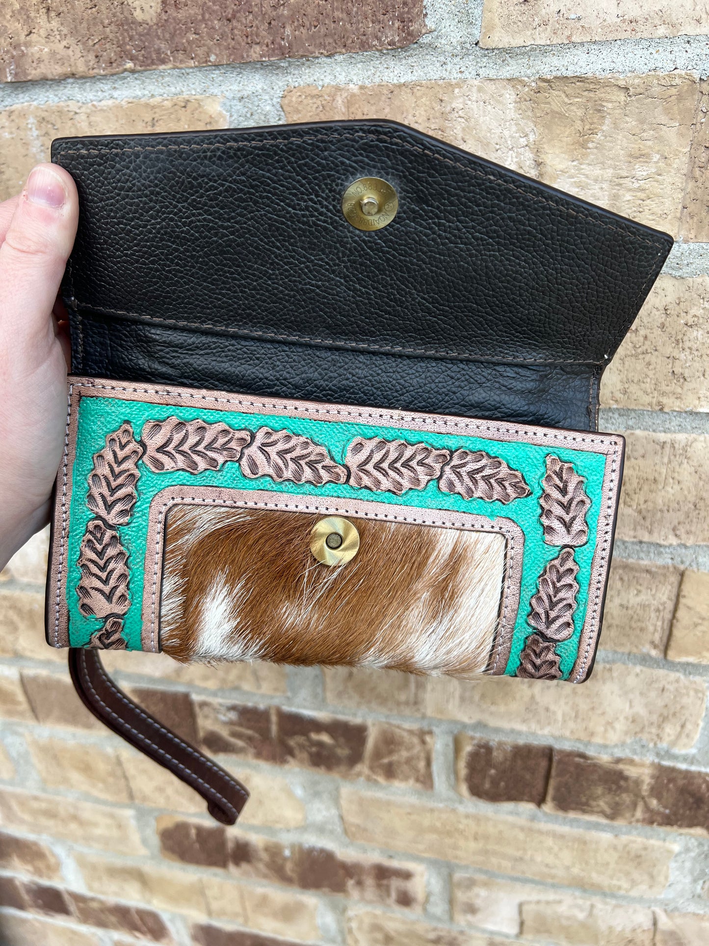 Hand Tooled Cowhide Wristlet Wallet