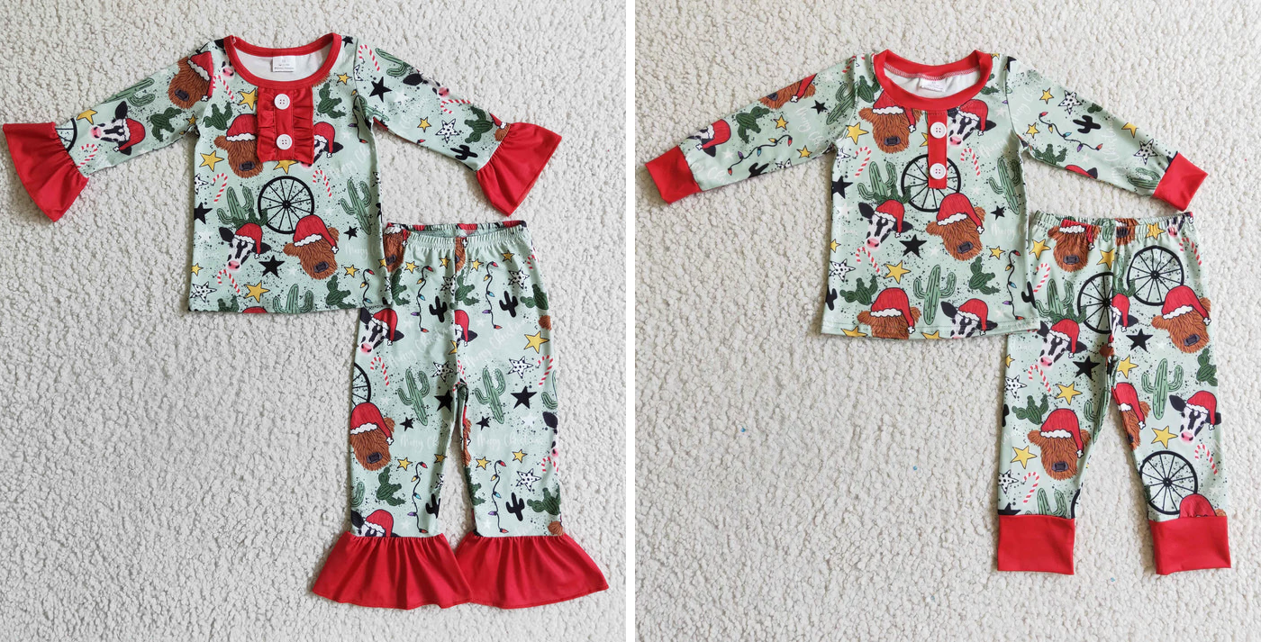 Highland Cow Christmas Pajamas | Sibling Matching | Boy and Girl Sets