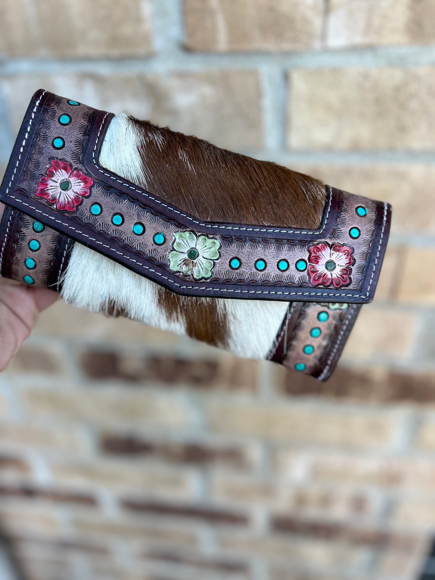 Hand Tooled Cowhide Wristlet Wallet