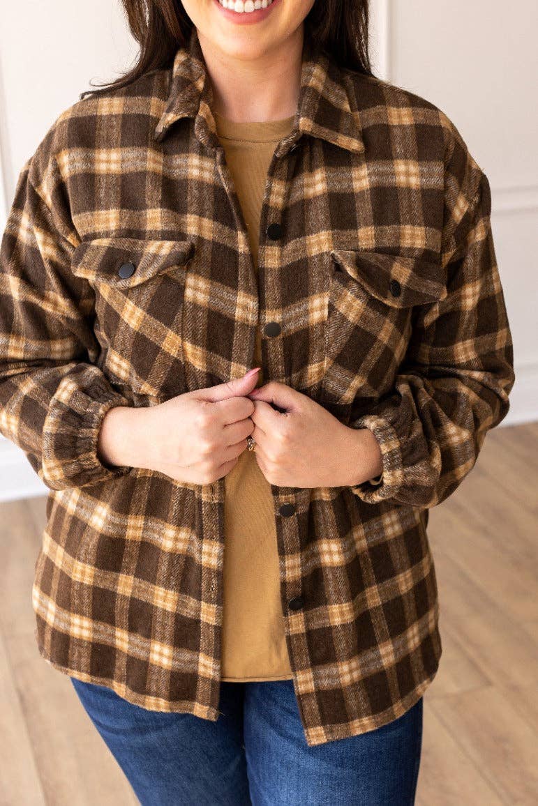 Morning Coffee Oversized Plaid Flannel Shacket