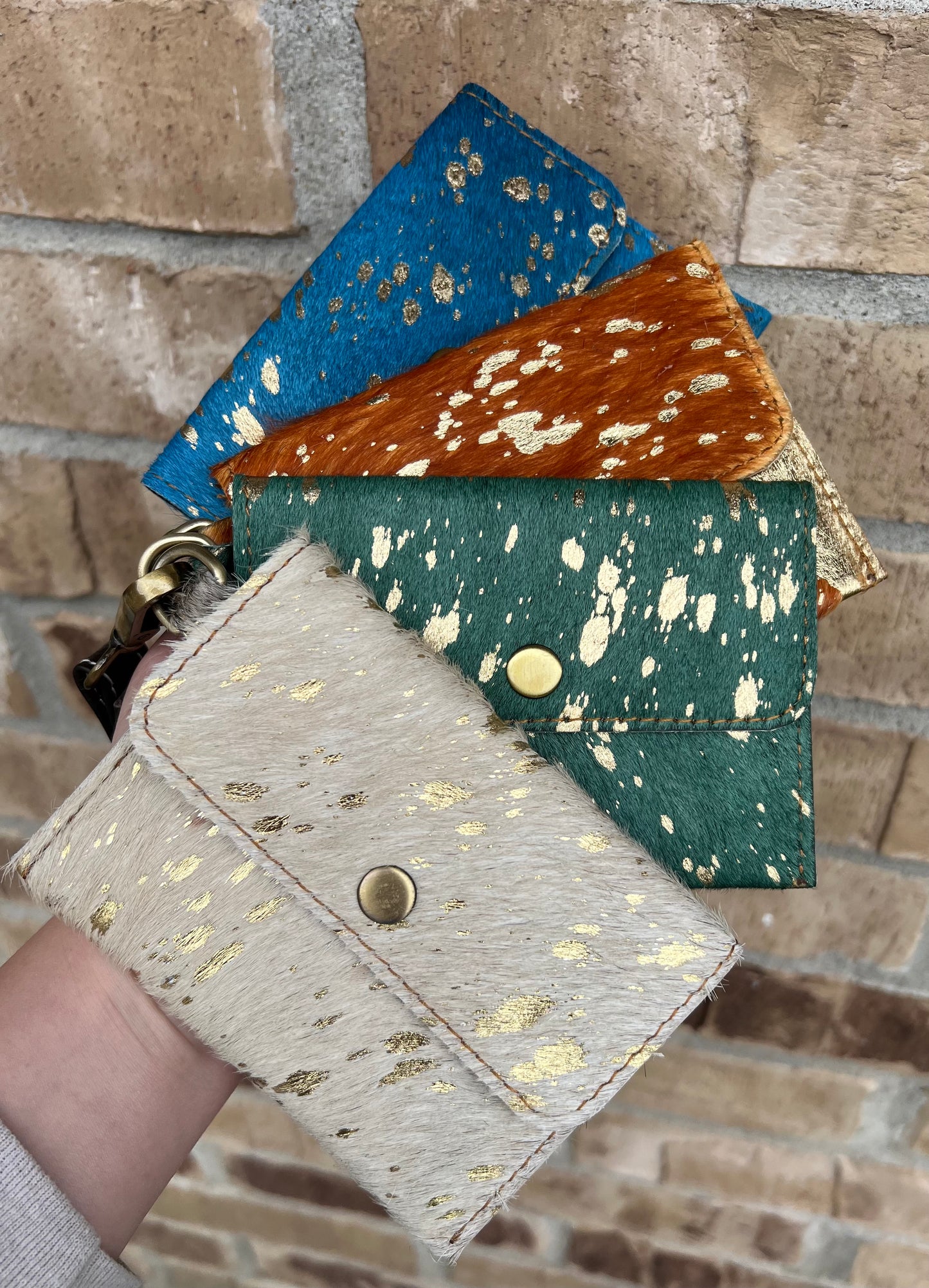 Metallic Hide Keychain Cardholders