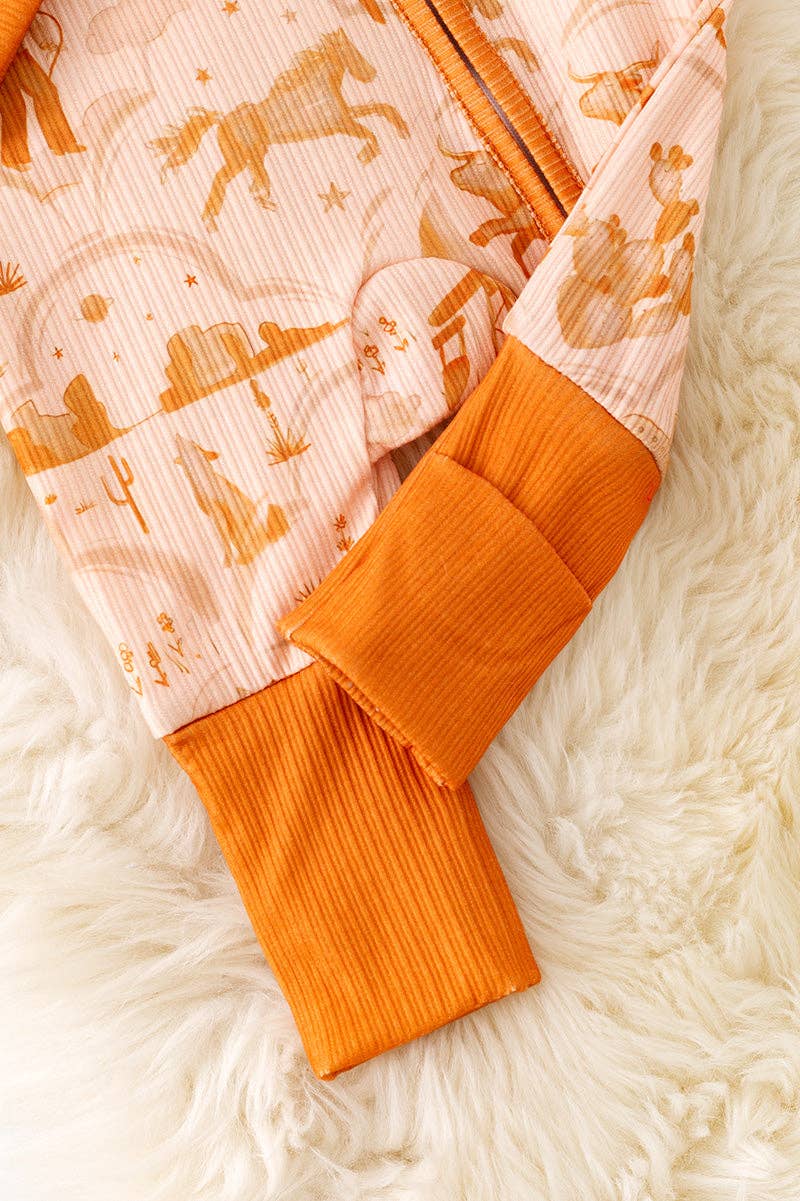 Western Baby Horse Riding Desert Zipper Onesie