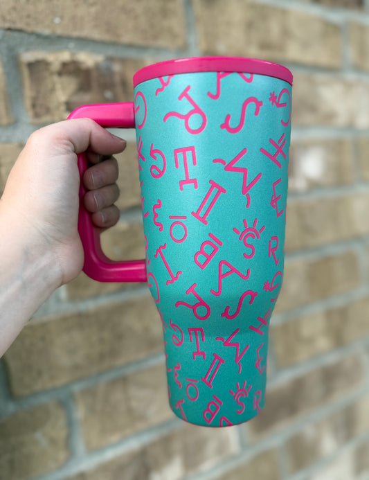 Branded Teal/Pink 32oz Flip Top Tumbler