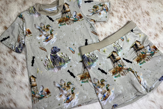 Country Boy Bamboo Lounge Set - Black Lab & Mallard Duck Hunting