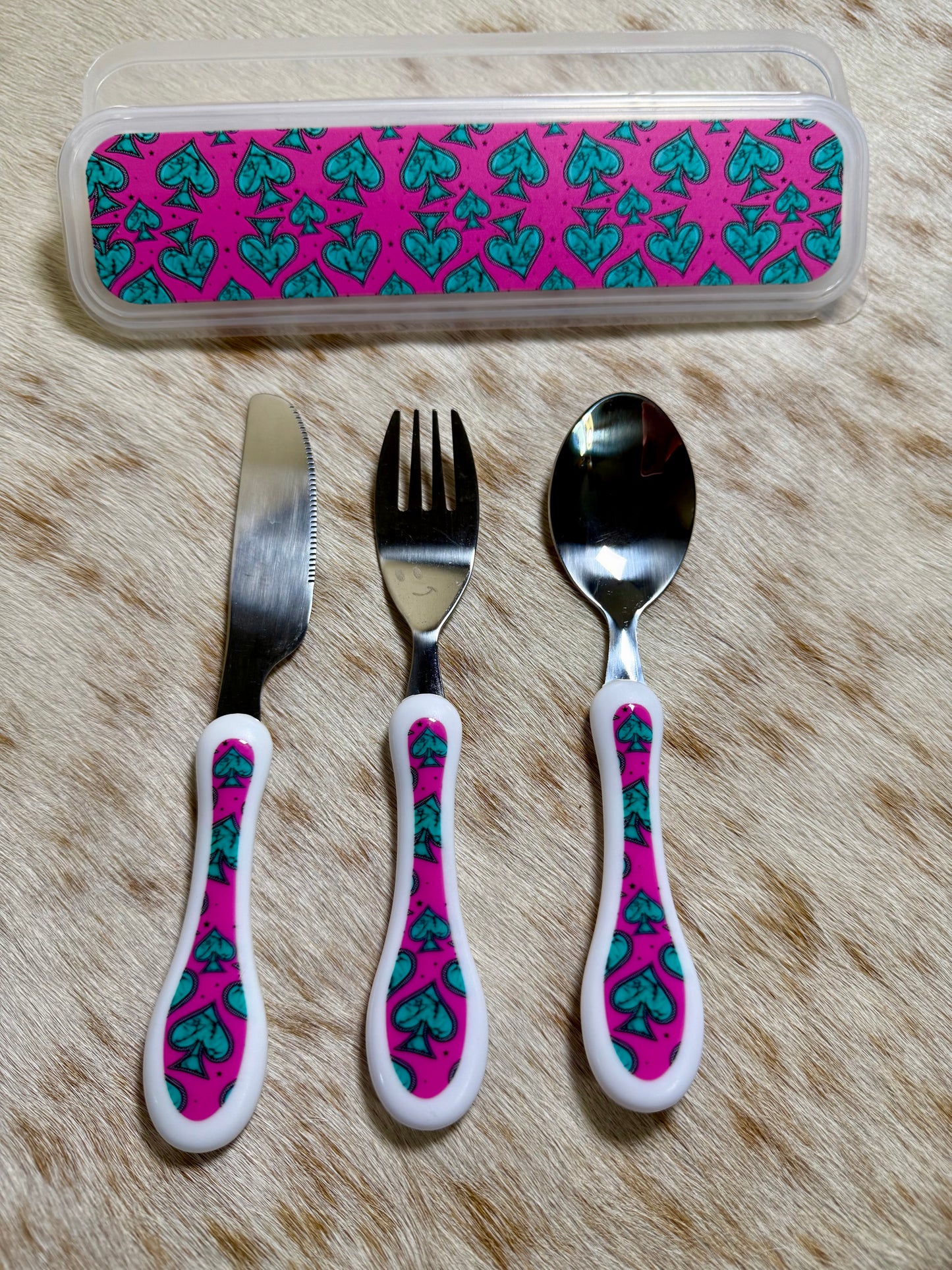 Kids Western Reusable Silverware Set & Matching Case