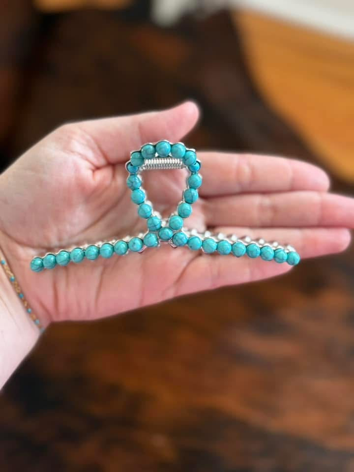 Turquoise Metal Claw Clip