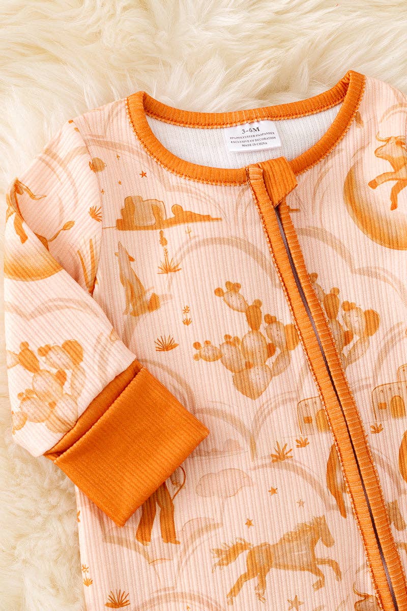 Western Baby Horse Riding Desert Zipper Onesie