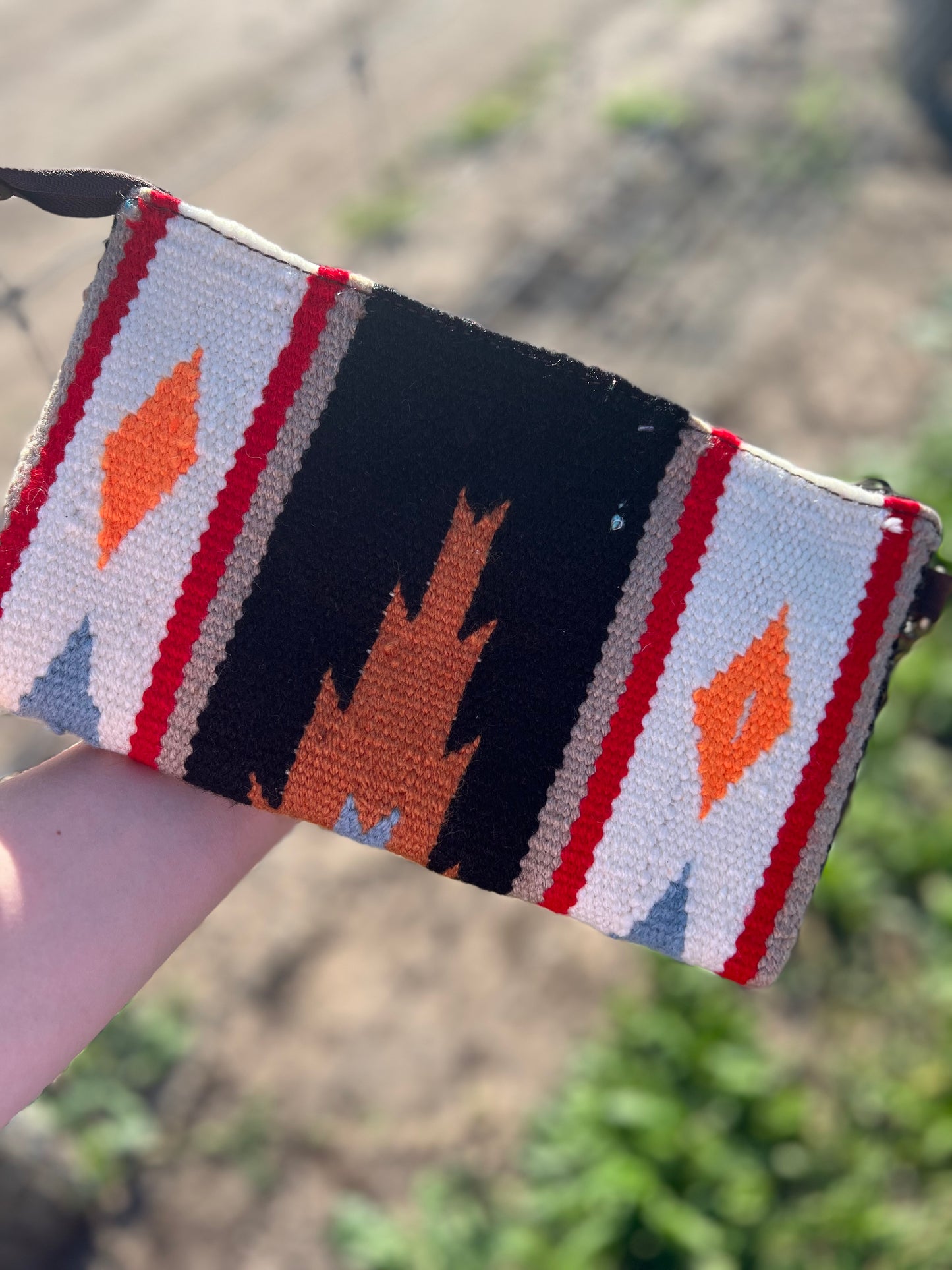 Southwestern Aztec Tooled Leather Wristlet