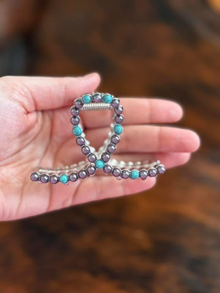 Mini Navajo Pearl Metal Claw Clip (faux)