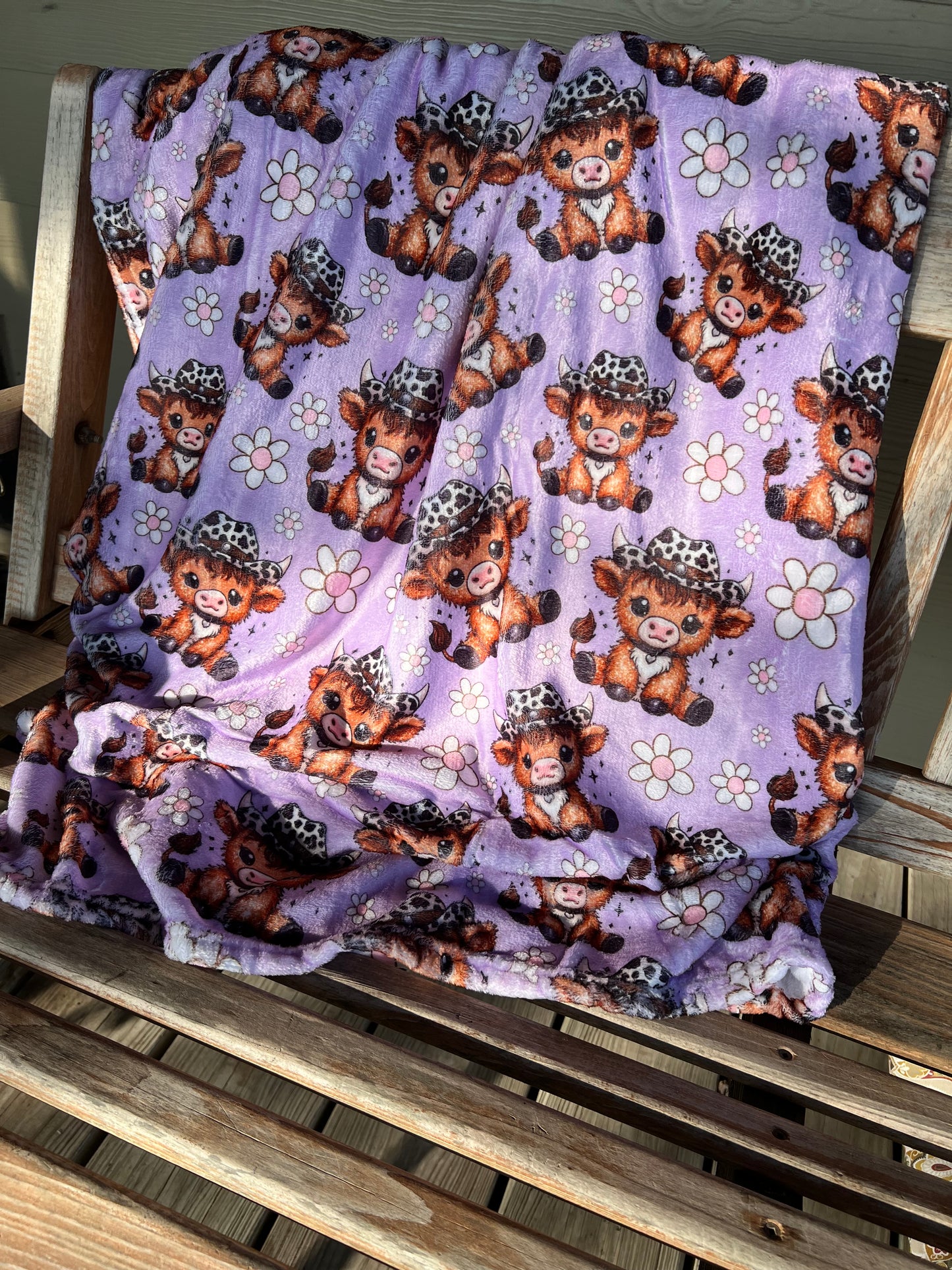 Purple Highland Cows Throw Blanket