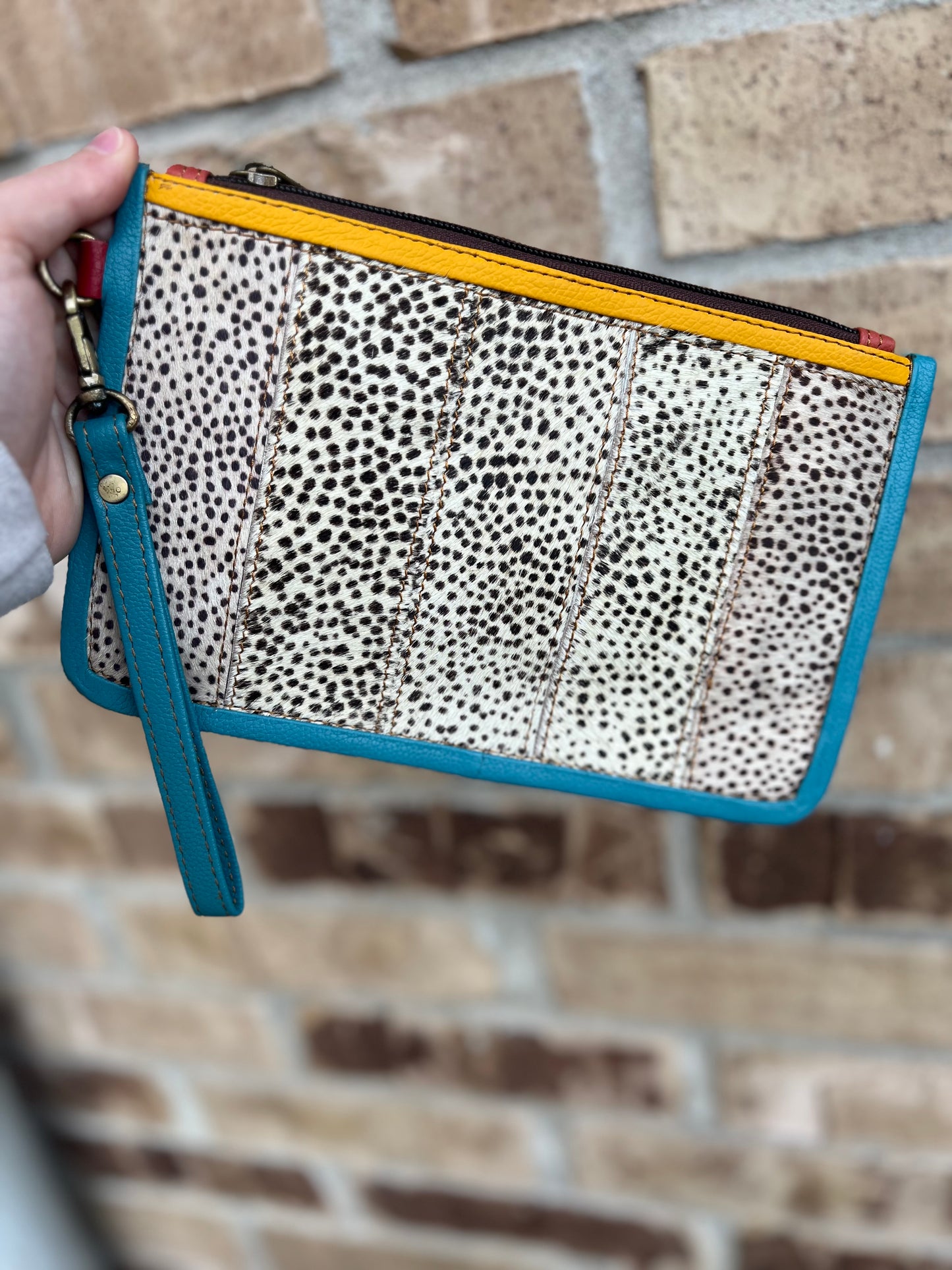 Genuine Leather & Hide Colorblock Wristlet