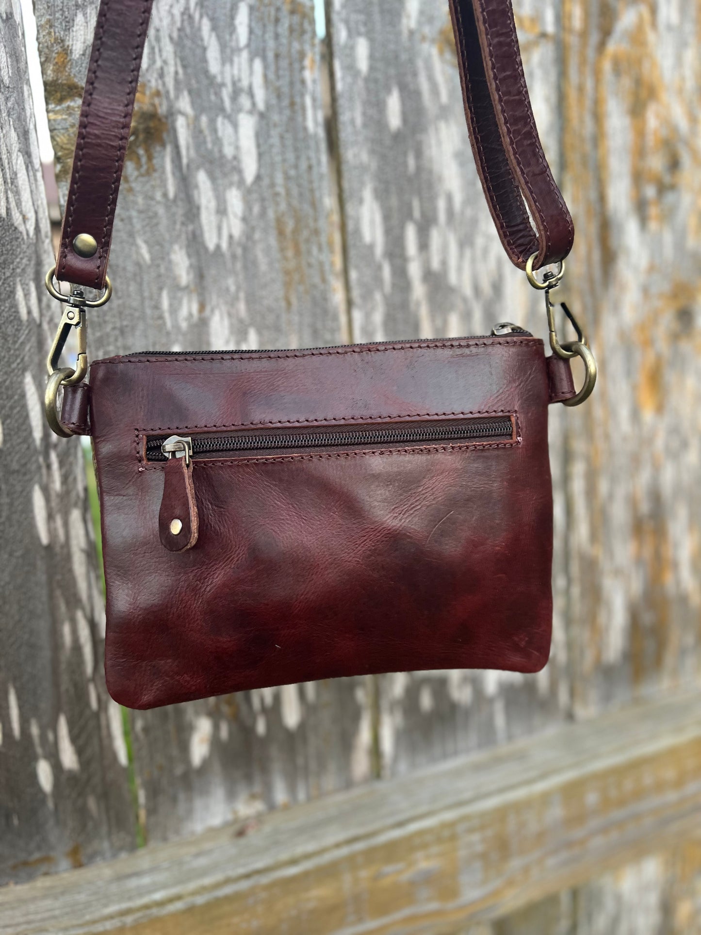 Mini Floral Tooled & Hair on Hide Crossbody/Wristlet