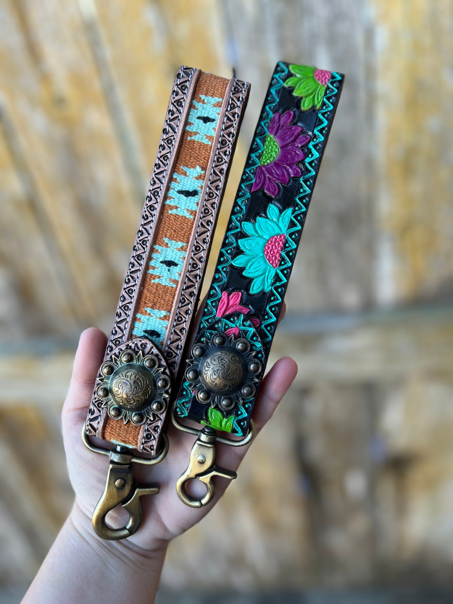 Tooled Leather Wristlet