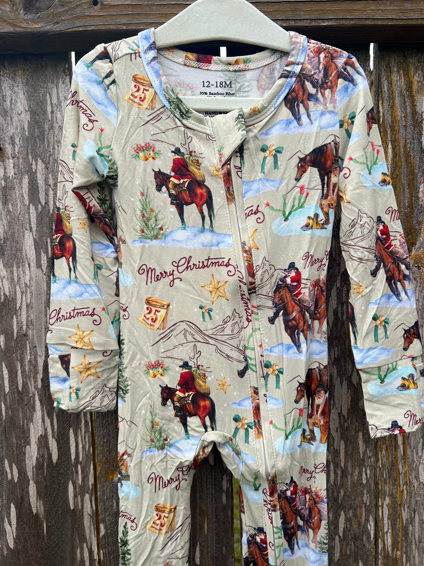 Vintage Cowboy Christmas Bamboo Pajamas (Zippy)