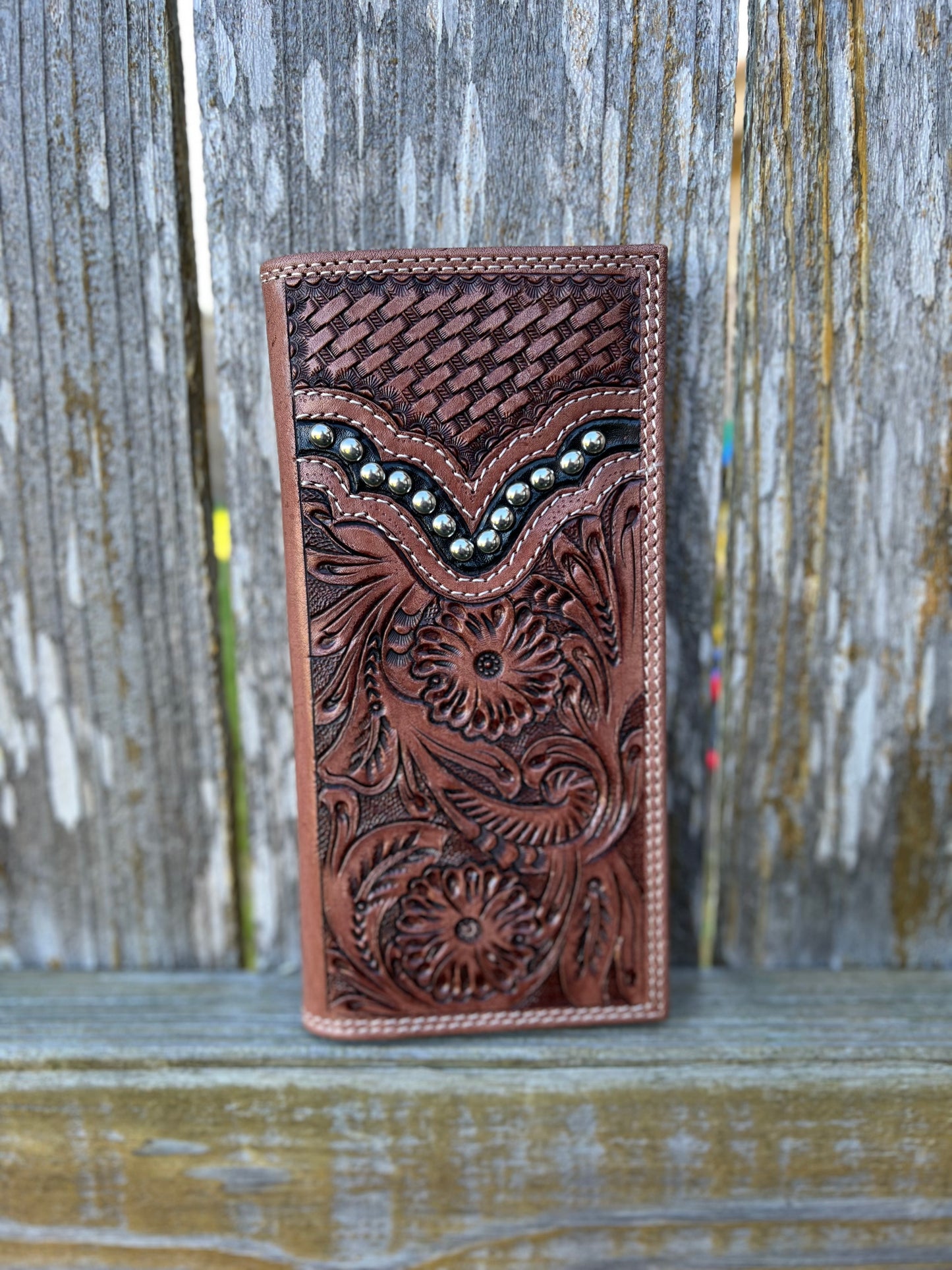 Men’s Tooled Leather Long Wallet