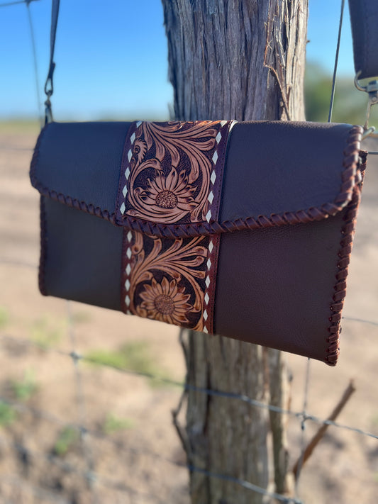 Hand Tooled Floral Crossbody Purse