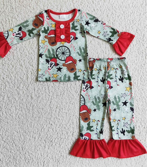 Highland Cow Christmas Pajamas | Sibling Matching | Boy and Girl Sets