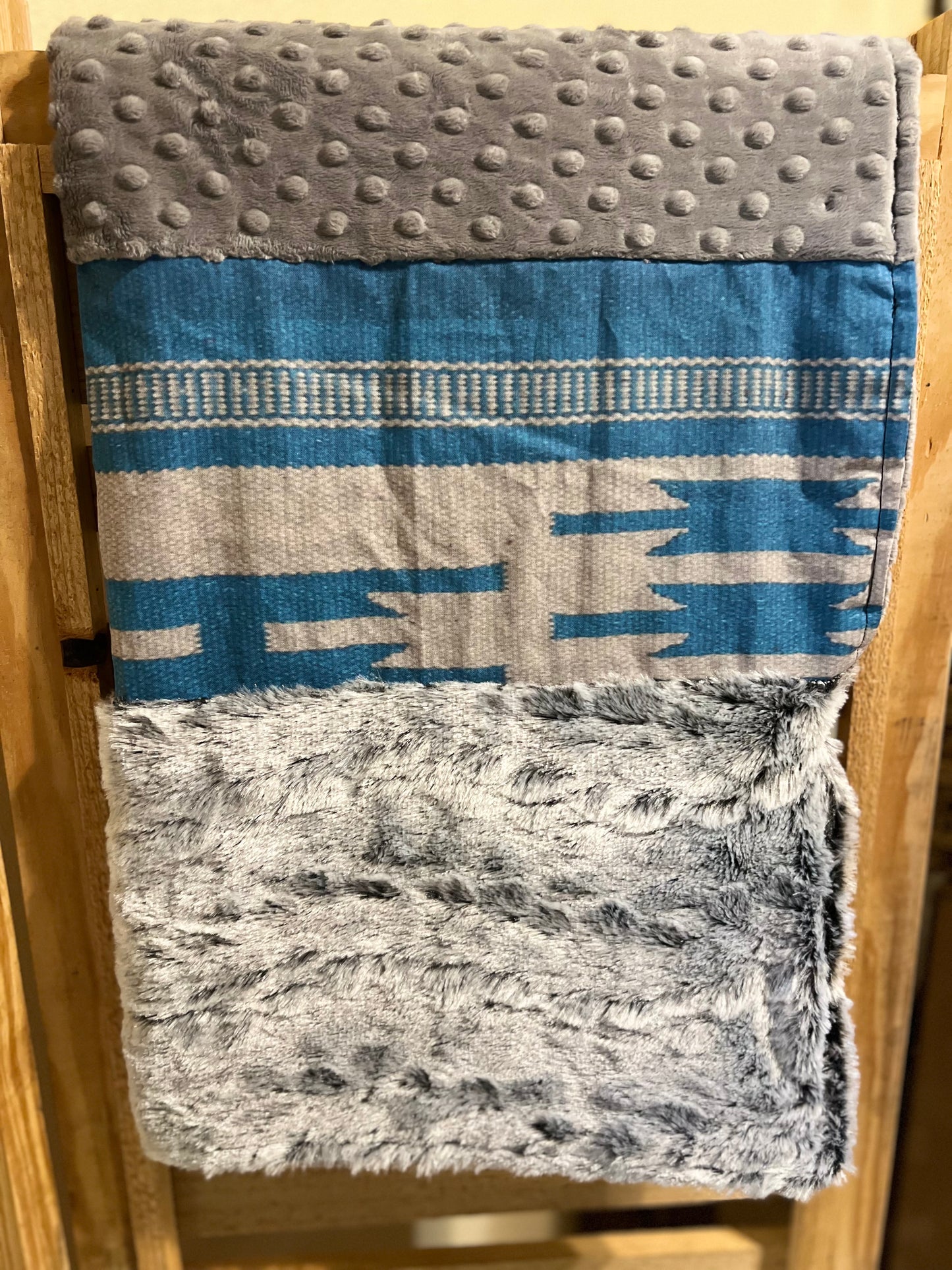 Southwestern Aztec Faux Fur Patchwork Baby Blanket - Handmade in Texas