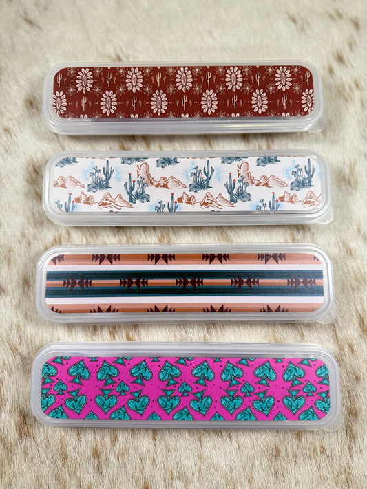 Kids Western Reusable Silverware Set & Matching Case