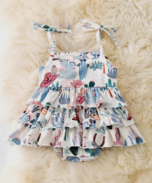 Cactus Cowgirl Ruffle Onesie