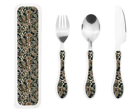 Duck Camo Kids Silverware Set + Carrying Case