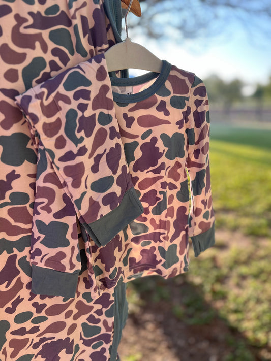 Old School Duck Camo Bamboo Pajama Set