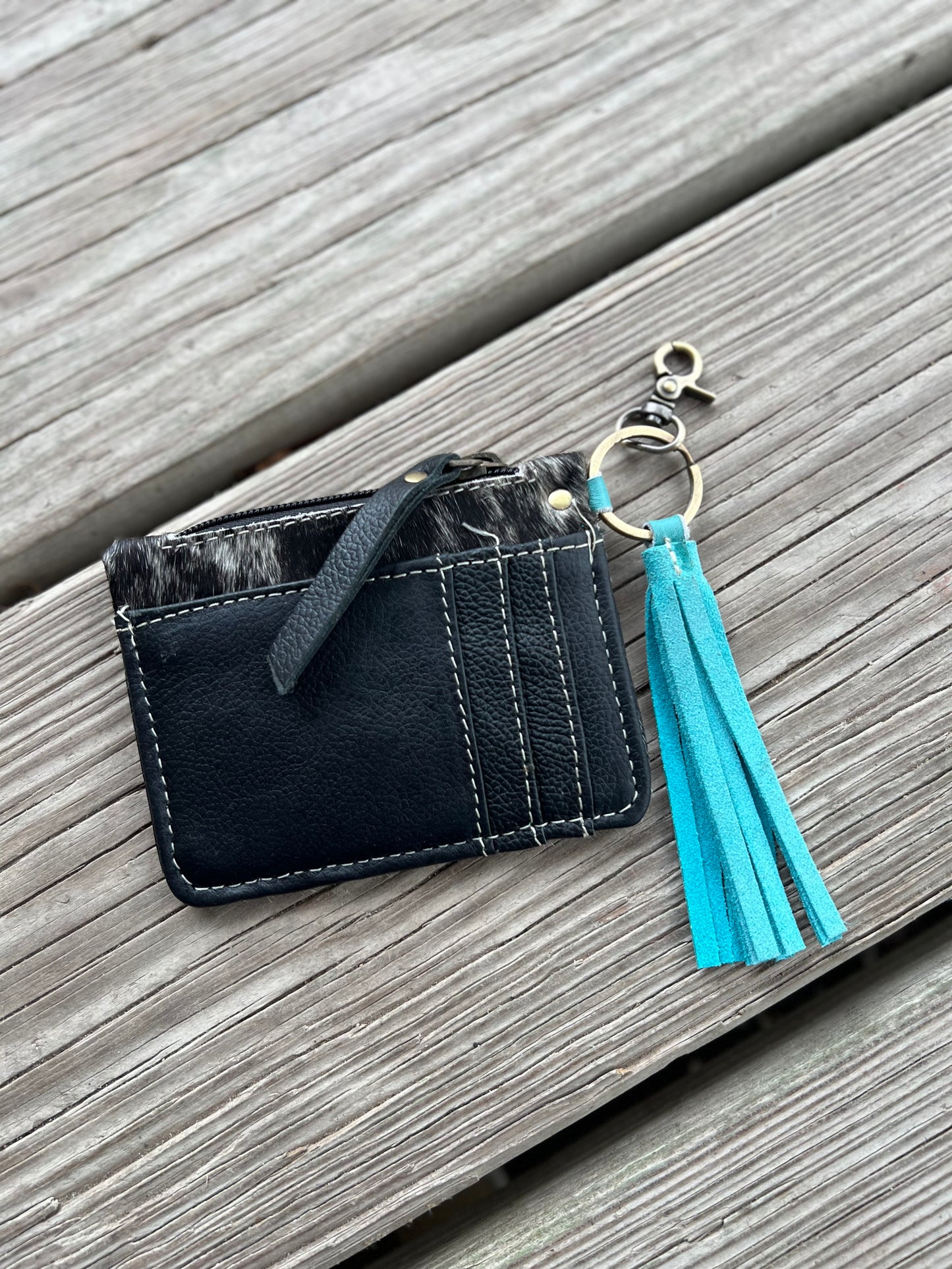 Tooled Leather & Hide Keychain Wallet