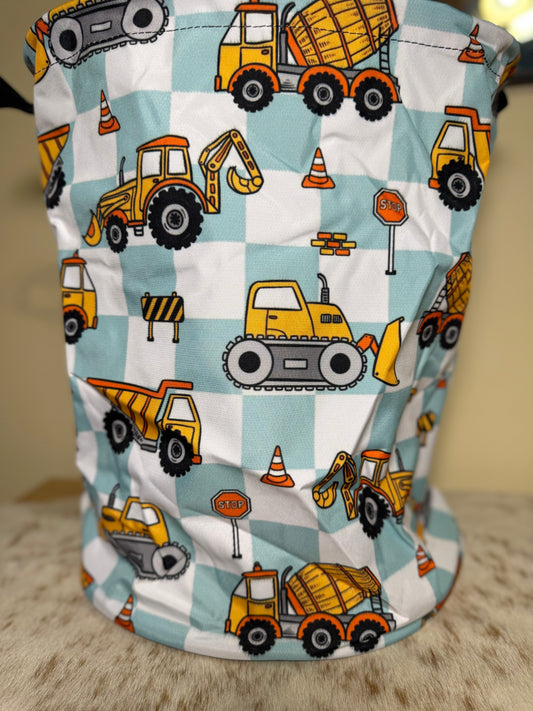 Checkered Construction Laundry Hamper / Toy Basket