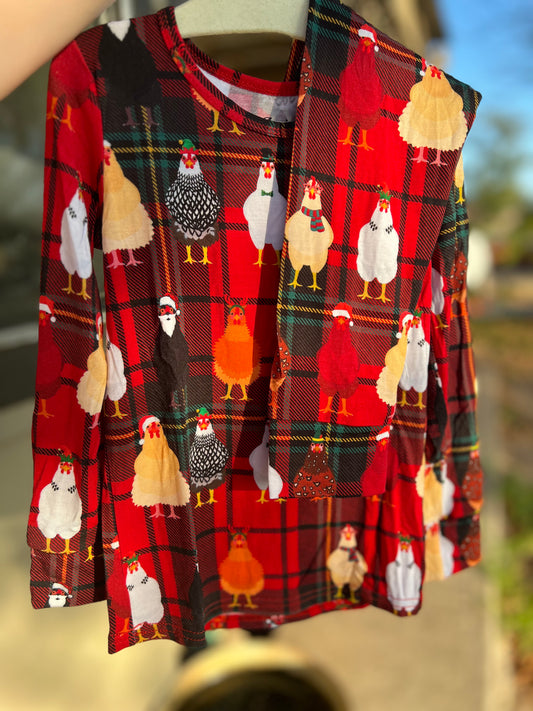 Christmas Chickens Bamboo Pajama Set