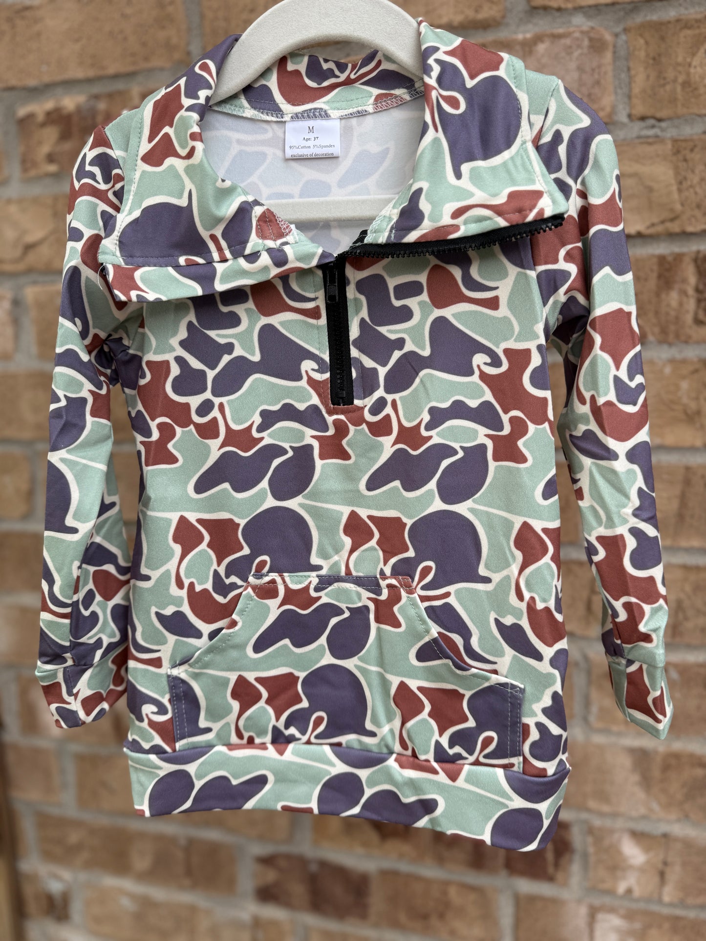 Kids Boys Camouflage Zip Pullover with Pocket