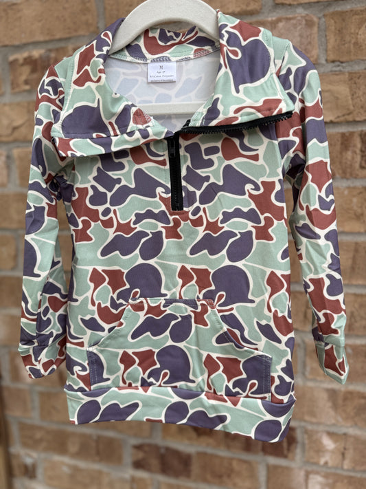 Kids Boys Camouflage Zip Pullover with Pocket