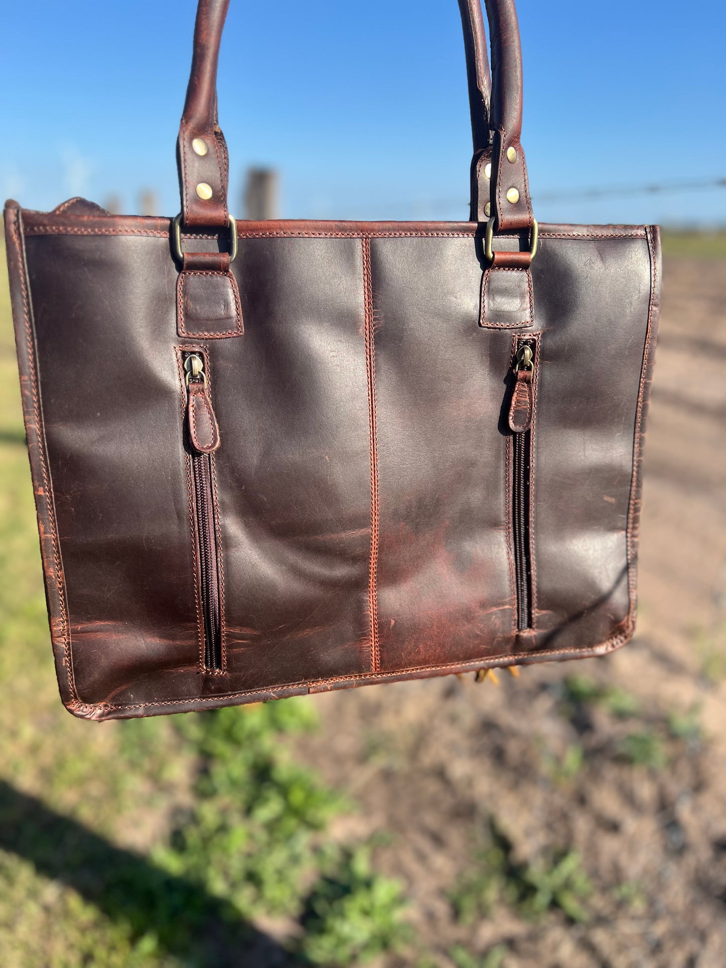 Hand Tooled Leather + Genuine Cowhide Conceal Carry Handbag & Wallet Set