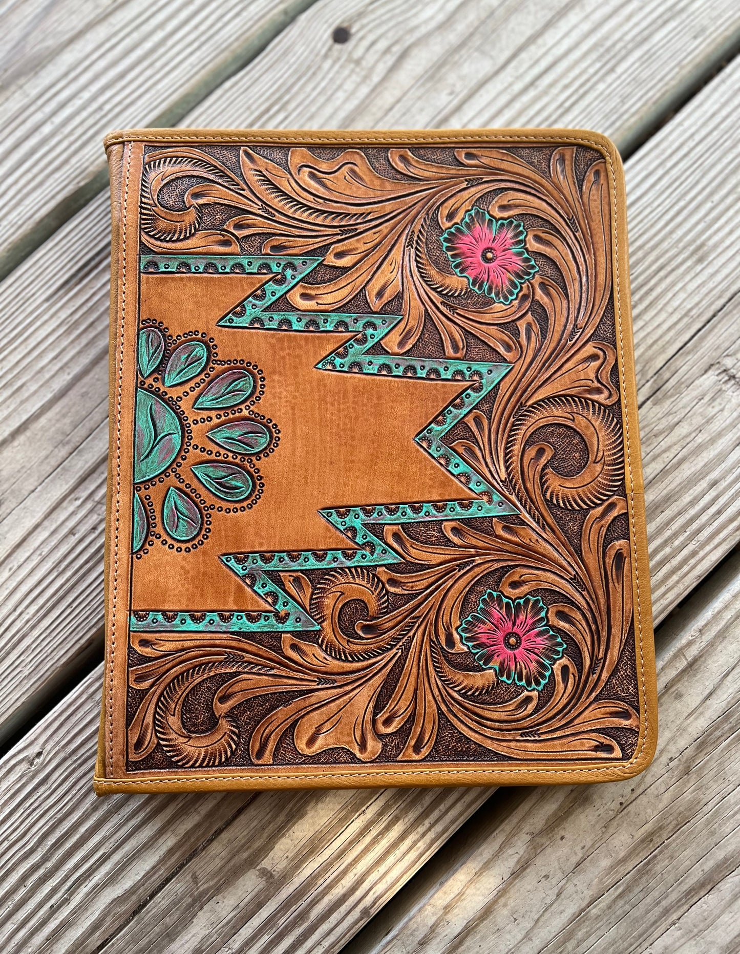 Hand Tooled Concho Leather Portfolio