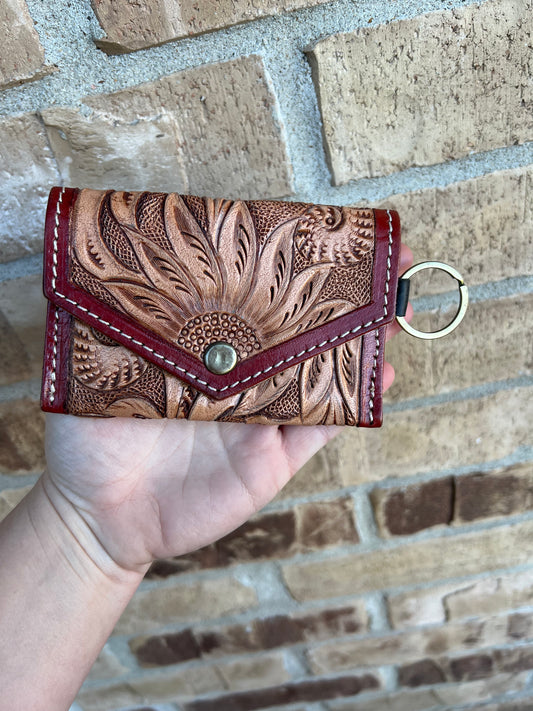 Tooled Floral Keychain Cardholder