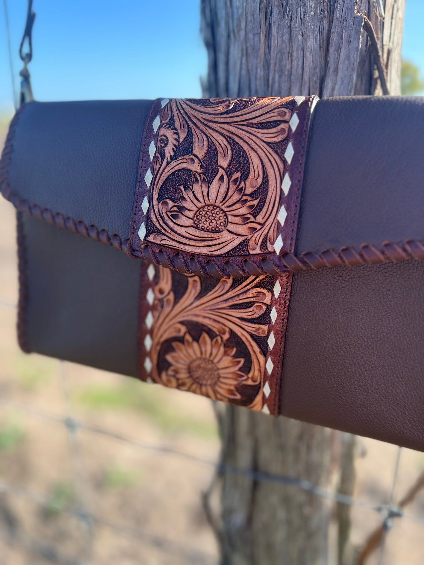 Hand Tooled Floral Crossbody Purse