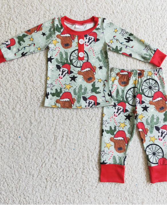 Highland Cow Christmas Pajamas | Sibling Matching | Boy and Girl Sets