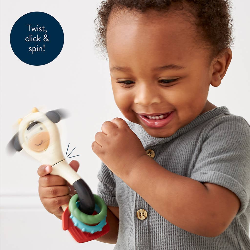 Cow Teether, Rattle & Spinner | Itzy Ritzy