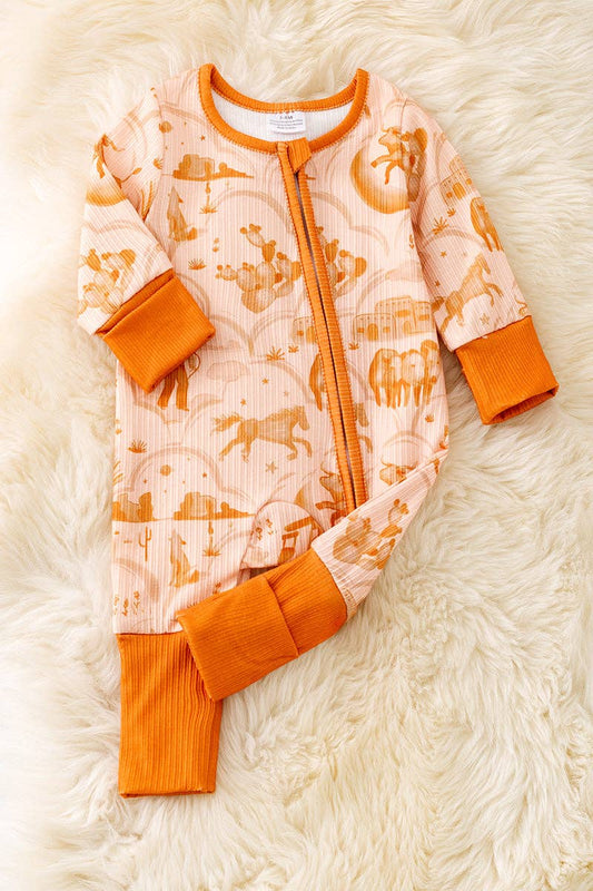 Western Baby Horse Riding Desert Zipper Onesie